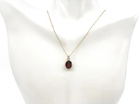 10K Yellow Gold Garnet & 0.03cttw Diamond Pendant