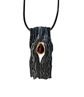 Silver and 18K Yellow Gold Plated Garnet Pendant, 18"