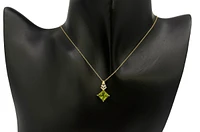 10K Yellow Gold 7mm Princess Cut Peridot and Diamond Pendant