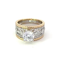 14K White & Yellow Round Brilliant Cut Diamond Ring - Mount Only (No centre diamond) / Gold