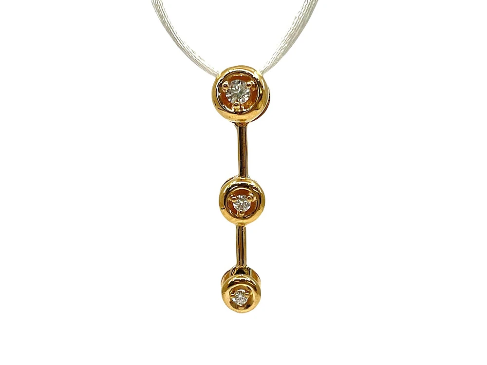 14K Yellow Gold 0.14cttw Diamond Cascade Pendant - 6mm x 27mm