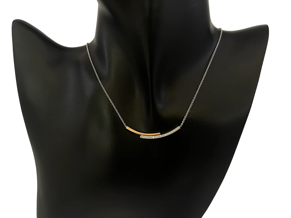 14K White & Rose Gold 0.20cttw Diamond Pendant, 18"