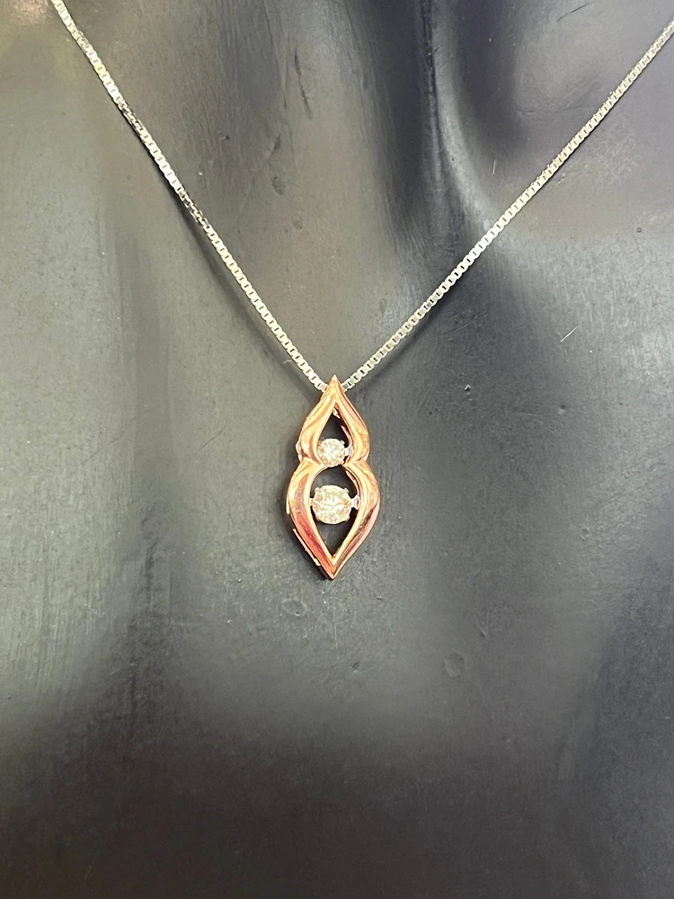 10K White and Rose Gold 0.20 cttw  Diamond  Pulse Pendant, 18"