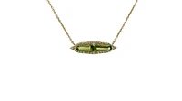 14K Yellow Gold 1.14cttw Peridot and 0.18cttw Diamond Necklace - 18 Inches