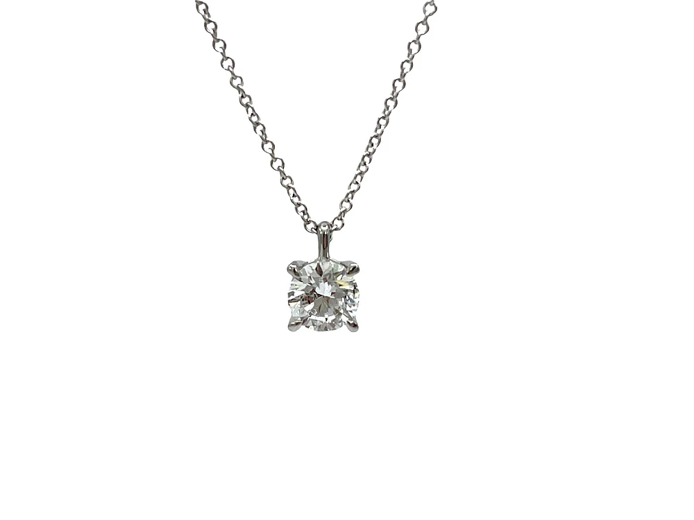 14K White Gold Lab Grown 1.01cttw Round Brilliant Cut Diamond Claw Set Pendant
