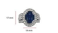 14K White Gold 3.55cttw Genuine Oval Cut Sapphire and 1.50cttw Diamond Ring, size 6.5