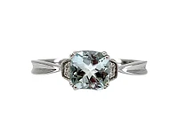 10K White Gold 0.80cttw Aquamarine & 0.02cttw Diamond Ring, size 7
