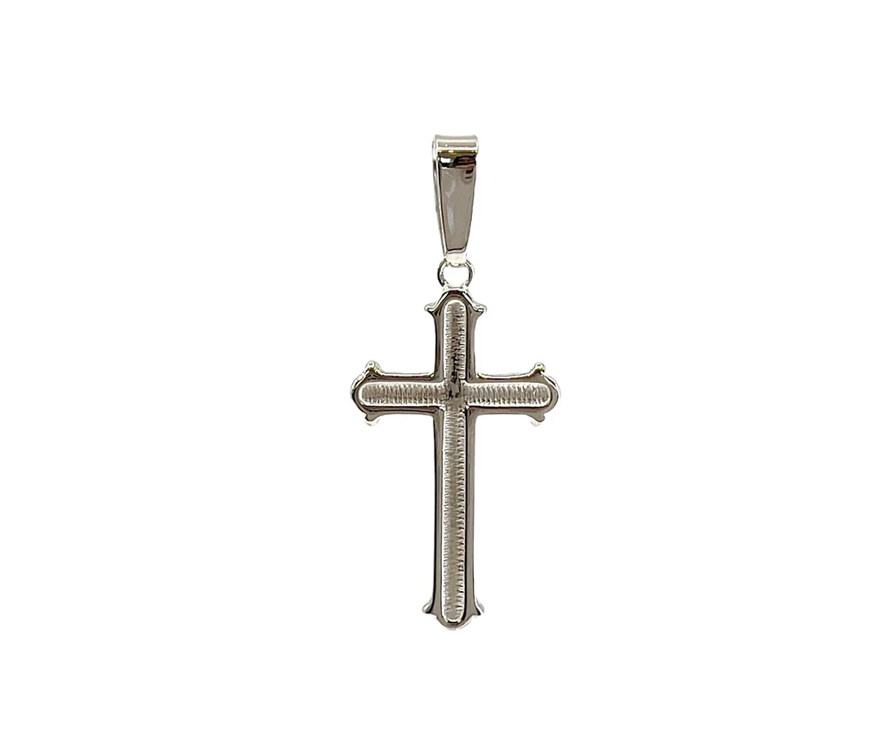 925 Sterling Silver 23mm x 13mm Patterned Flat Cross Charm