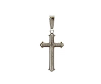 925 Sterling Silver 23mm x 13mm Patterned Flat Cross Charm