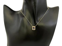 10K Yellow Gold 7x5mm Oval Cut Created Alexandrite and 0.03cttw Diamond Necklace - 18 Inches