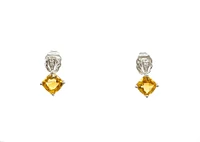 10K White Gold 1.30cttw Citrine & 0.02cttw Diamond Earrings