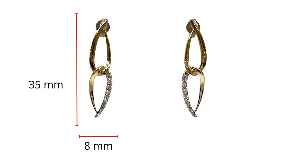 10K Yellow Gold Diamond Dangle Earrings 0.25cttw
