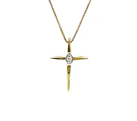 10K Yellow Gold 0.015cttw Diamond Cross Pendant