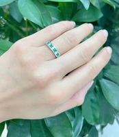 10K White Gold Genuine Emerald & Diamond Band