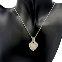 14K White Gold 0.55 cttw Diamond Heart Pendant, 18"