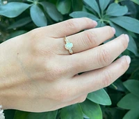 10K Yellow Gold 7mm x 5mm Opal and 0.04cttw Diamond Ring - Size 6.5