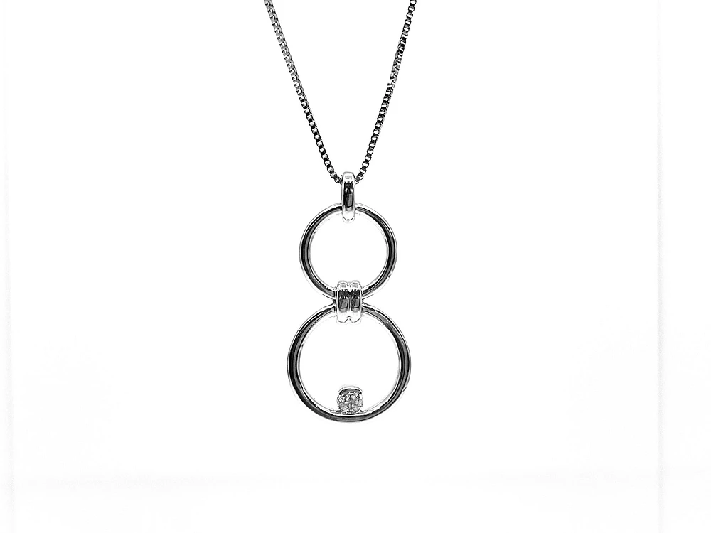 Sterling Silver 0.11cttw Diamond Double Infinity / Circle Necklace, 18"