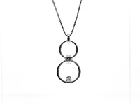 Sterling Silver 0.11cttw Diamond Double Infinity / Circle Necklace, 18"