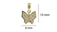 10K Yellow Gold Butterfly Cubic Zirconia Charm - 15mm x 11mm
