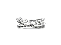 14K White Gold 0.44cttw Baguette and Round Diamond Ring, Size 6.75