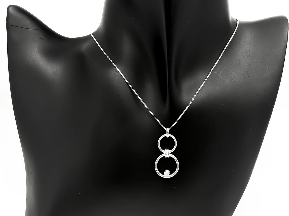 Sterling Silver 0.11cttw Diamond Double Infinity / Circle Necklace, 18"