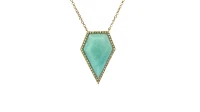 14K Yellow Gold 5.35cttw Amazonite and 0.18cttw Diamond Necklace, 18"