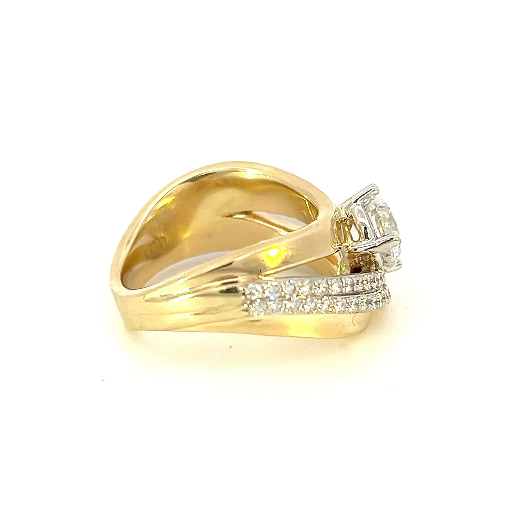 14K Yellow Gold 1.78cttw Round Brilliant Cut Lab Grown Diamond Ring, 6 - / White