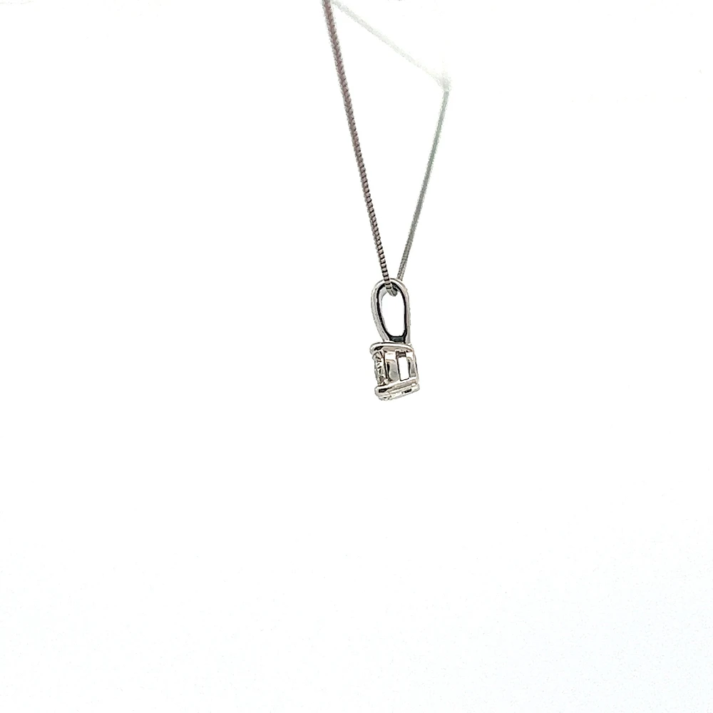 10K White Gold 0.06 cttw Diamond Illusion Set Solitaire Pendant, 18"