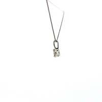 10K White Gold 0.06 cttw Diamond Illusion Set Solitaire Pendant, 18"