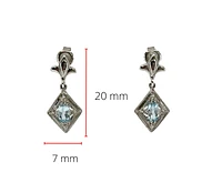 10K White Gold 0.60cttw Genuine Sky Blue Topaz & 0.03cttw Diamond Earrings