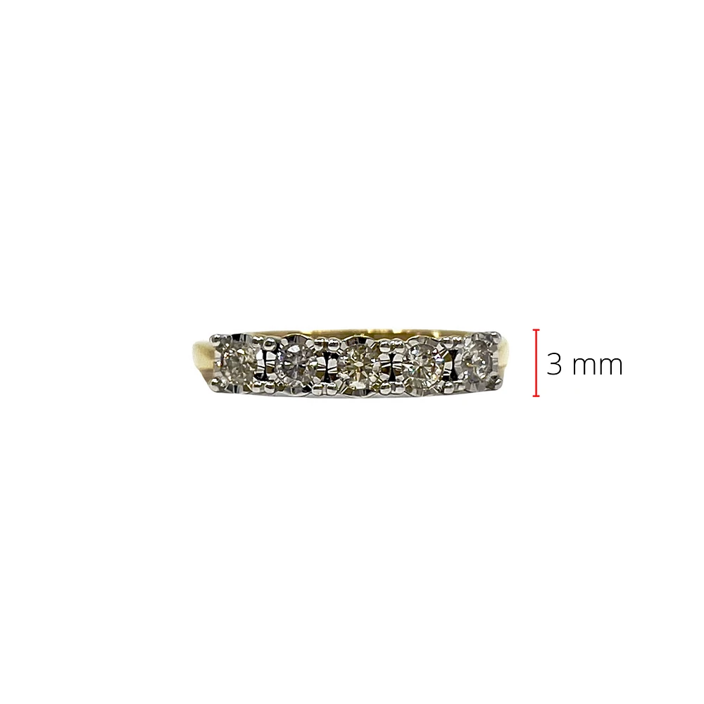 10K Yellow Gold Diamond 0.33cttw Illusion Setting Ring, Size 6.5