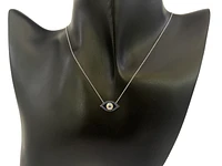 10K White Gold Sapphire & Diamond Evil Eye Pendant, 18"