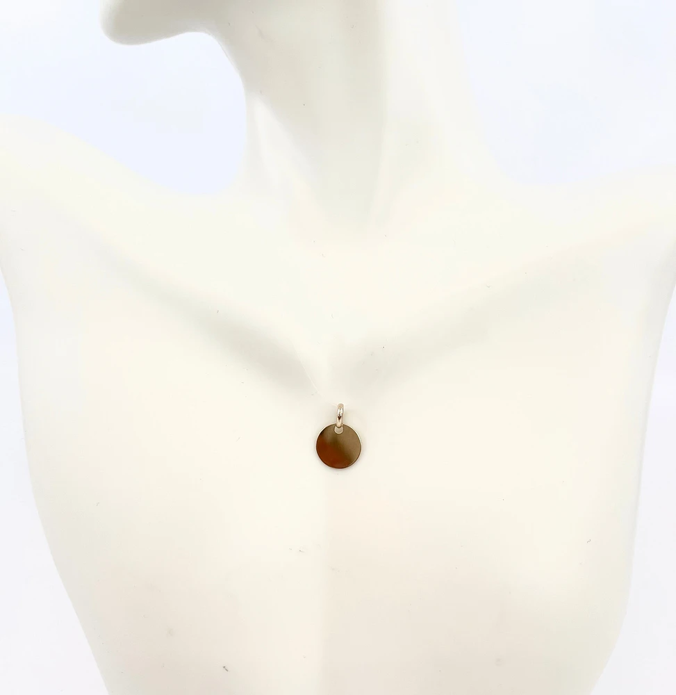 10K Yellow Gold Disc Charm,15MM