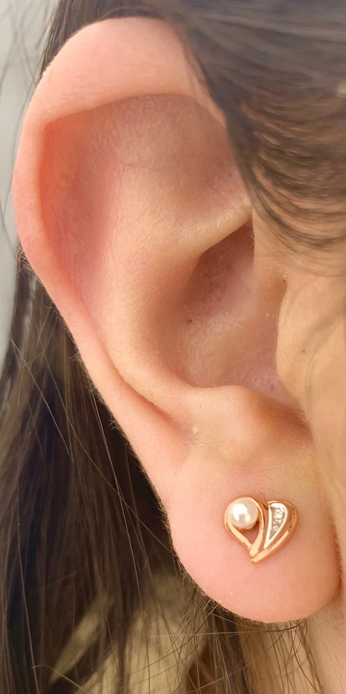 Rose Gold Pearl & Diamond Earrings