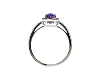 10K White Gold 0.65 carat Amethyst, Pink Sapphire and Diamond Ring