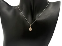 10K Rose Gold 6mm Cushion Cut Morganite and 0.01cttw Diamond Pendant, 18"