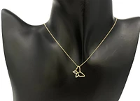 10K Yellow Gold Gold Butterfly 0.03cttw Diamond Necklace - 18"