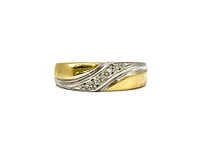 10K White & Yellow Gold 0.05cttw Diamond Gents Ring, size 10