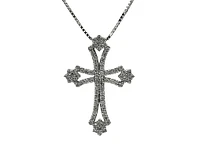10/14K White Gold 0.62cttw Diamond Cross Pendant, 18"