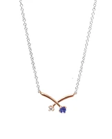 14K White & Rose Gold 0.12cttw Genuine Tanzanite and 0.05cttw Diamond Pendant, 18"