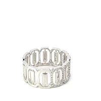 14K White Gold 0.39cttw Diamond Round and Baguette Cut Ring