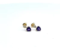 10K Yellow Gold Amethyst & Diamond Earrings
