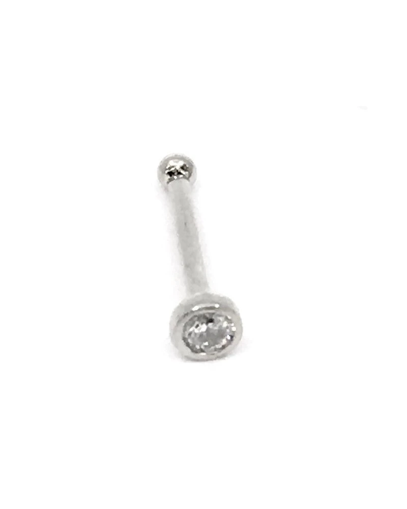 14K White Gold 0.03cttw Diamond Bezel Set Nose Stud