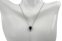 14K White Gold 0.78cttw Onyx and 0.10cttw Diamond Necklace - 18 Inches
