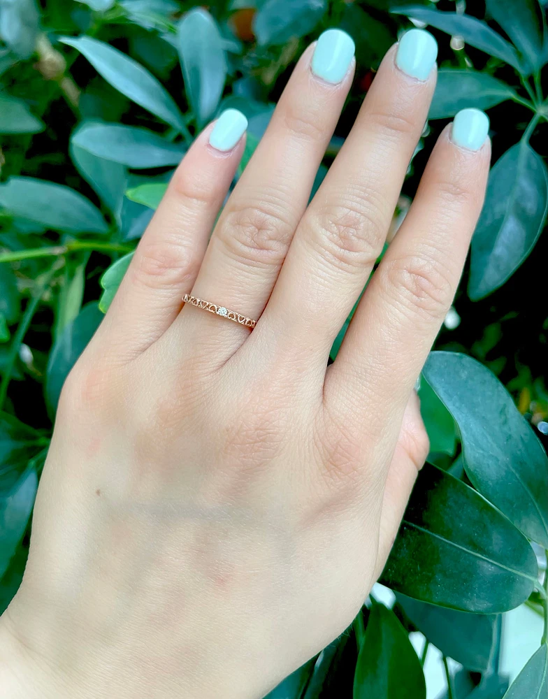 10K Rose Gold 0.02cttw Diamond Heart Shaped Ring