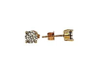 10K Two Toned Yellow and White Gold 0.50cttw Diamond Solitaire Illusion 4 Claw Setting Earrings - 5.5mm