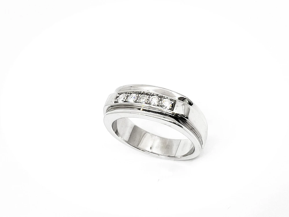 14K White Gold 0.30cttw Diamond Gents Ring, size 10