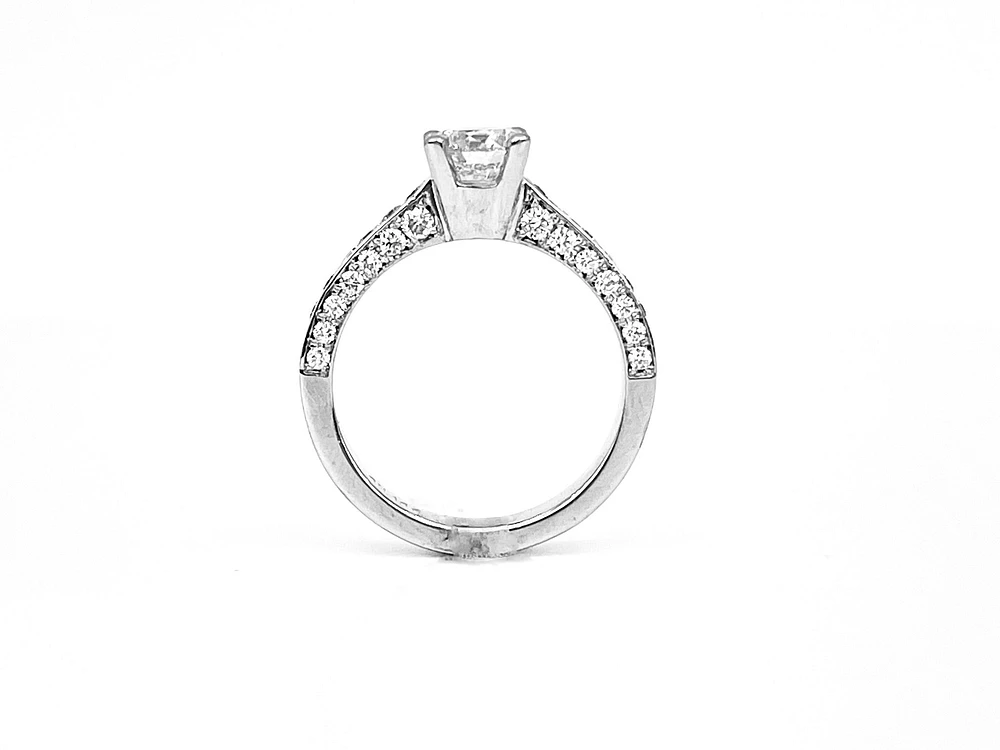14K White Gold 1.84cttw Diamond Engagement Ring, size 7.5