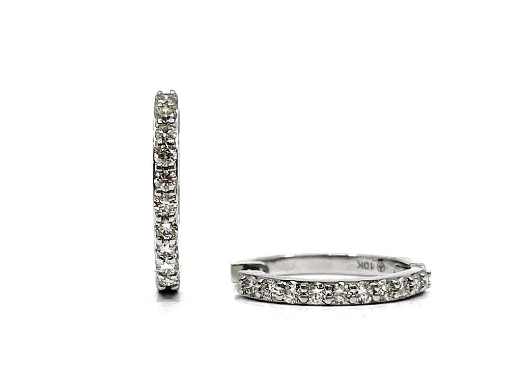 10K White Gold 1.00cttw Huggies - 21mm