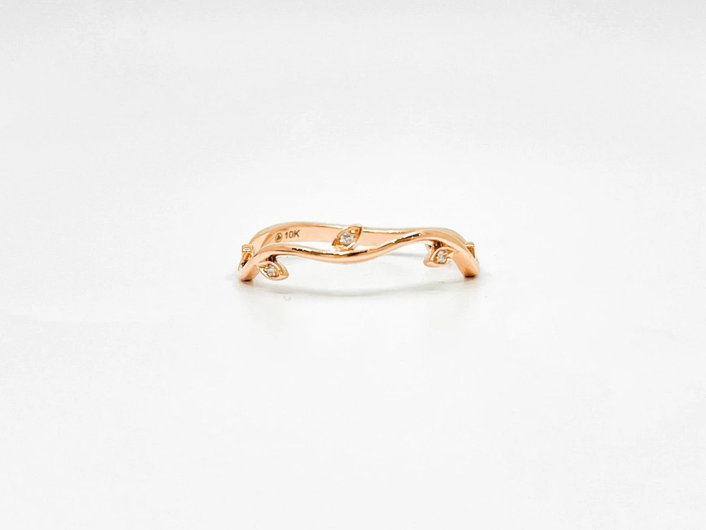 10K Rose Gold 0.024cttw Diamond Ring- Size 6.5